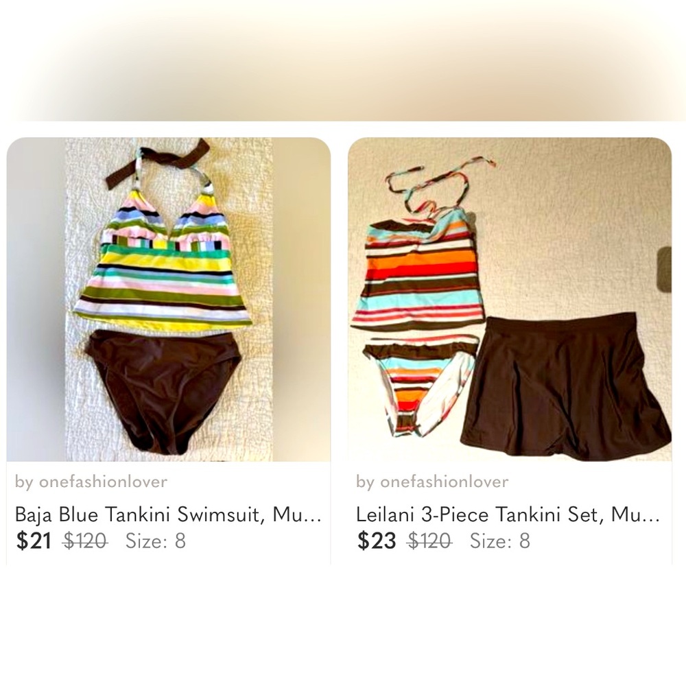 2 Tankini Swimsuits, Baja Blue & Leilani, Size 8